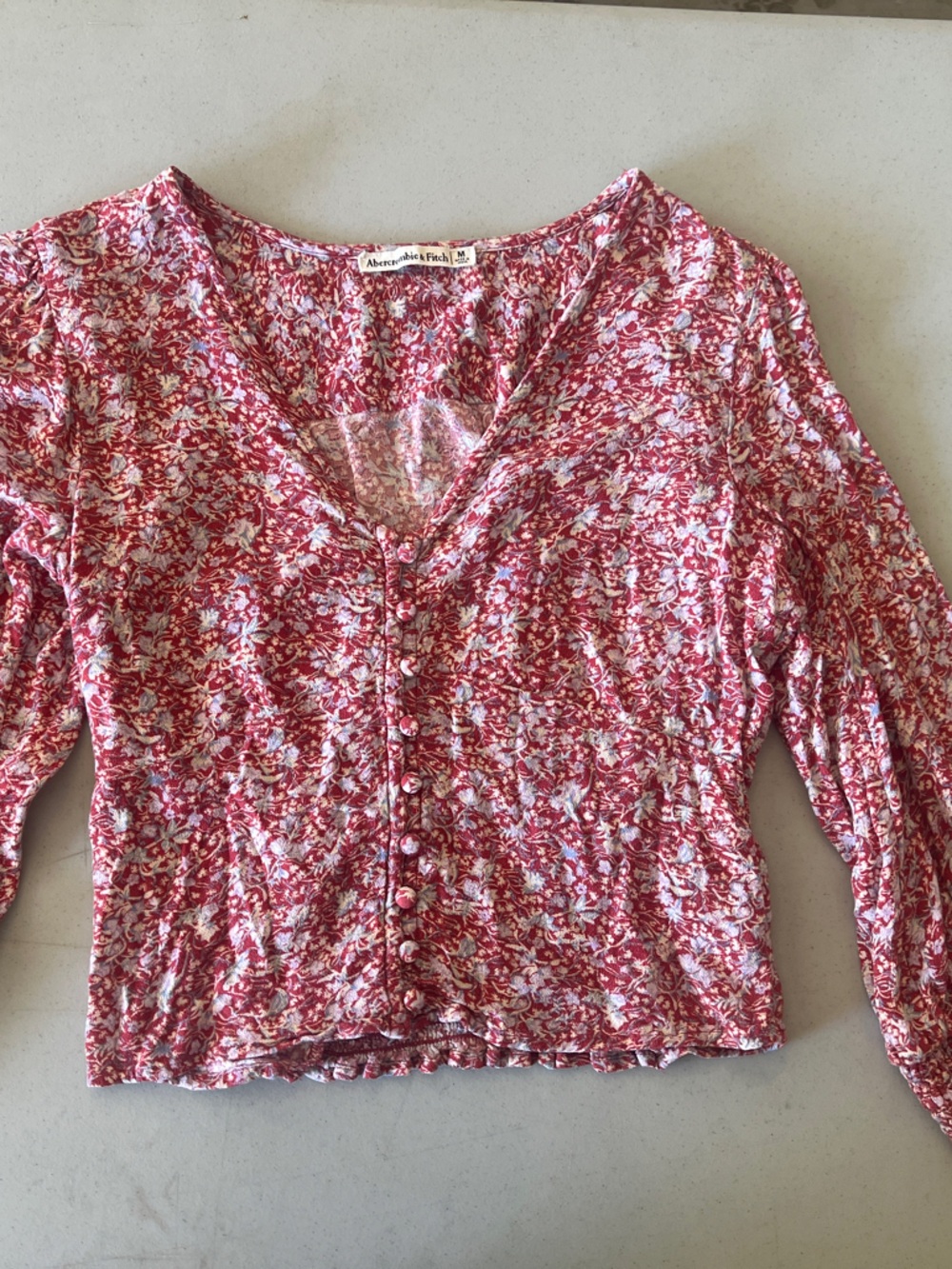 Abercrombie & Fitch Rose Pink Floral Button-Front Blouse
